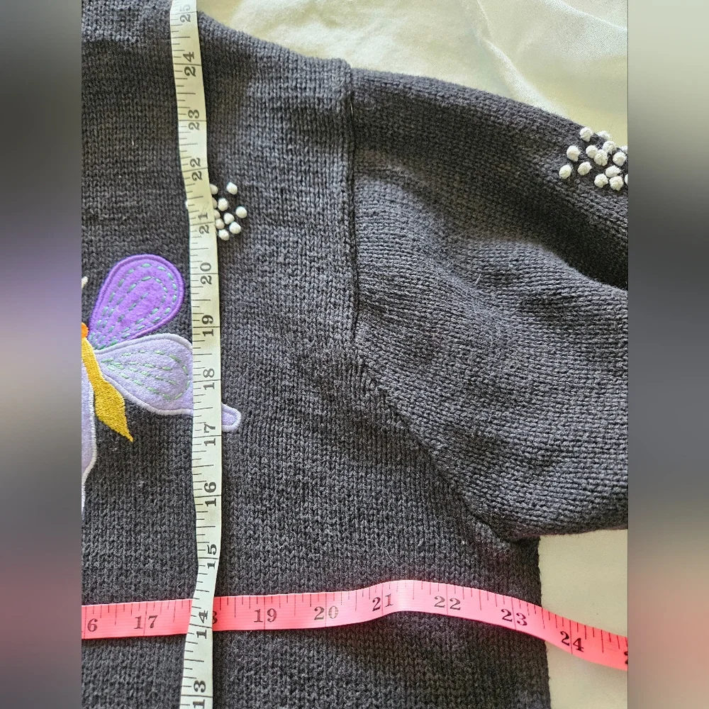 Quacker Factory Vintage Embroided Butterfly Cardigan - Picture 7 of 9